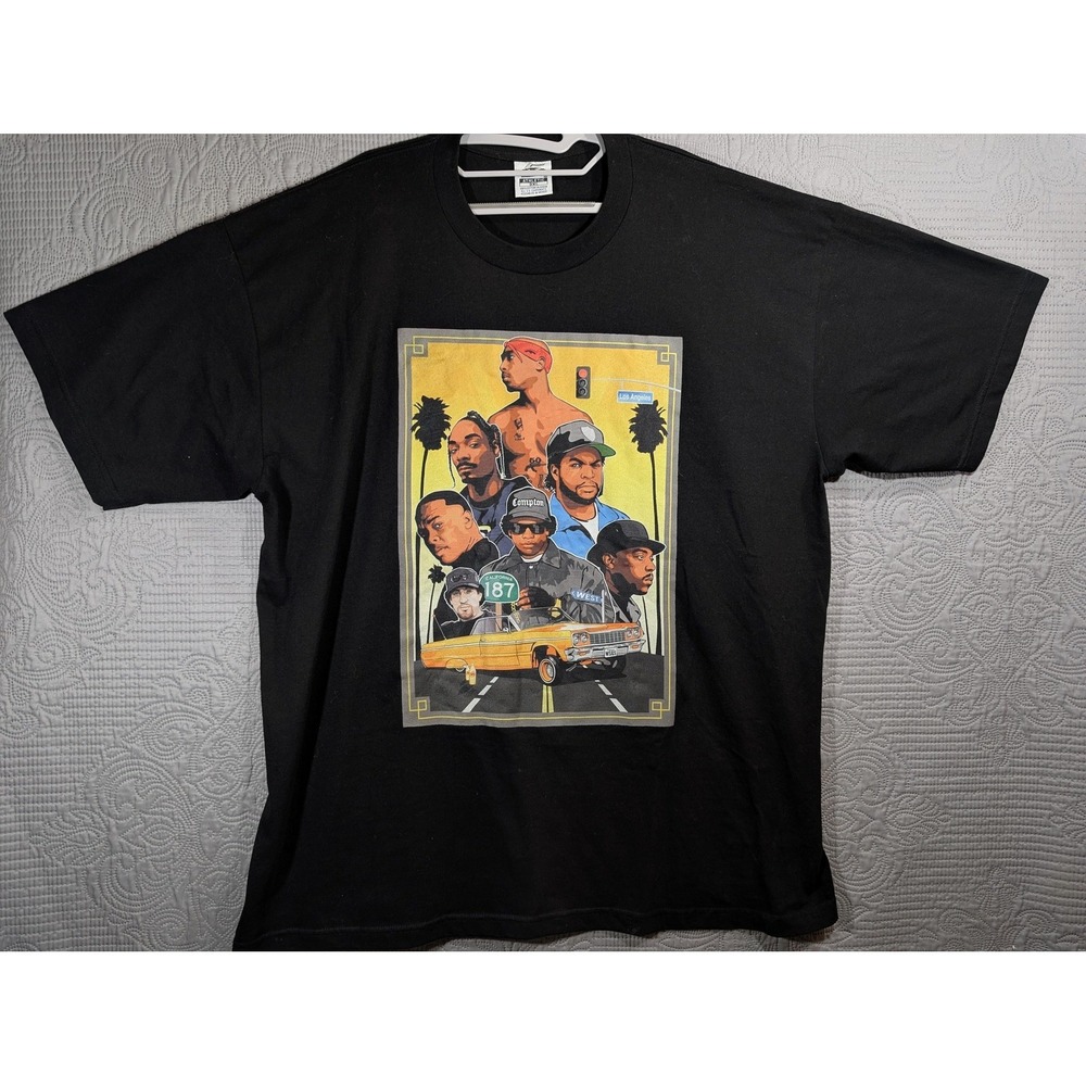 Rap Legends Shirt Mens 3XL Black West Coast Hip Hop Compton Tupac Snoop Ice Cube